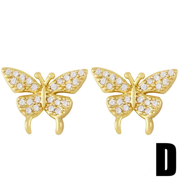 Clearance European and American earrings women's simple small zircon earrings women's niche fashion temperament butterfly earrings ery12