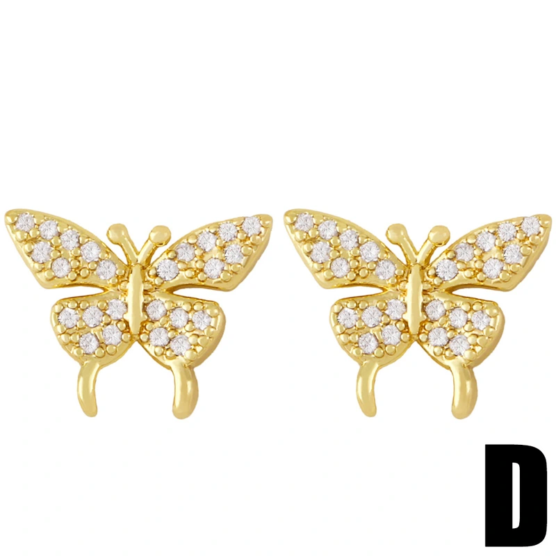 Clearance European and American earrings women's simple small zircon earrings women's niche fashion temperament butterfly earrings ery12
