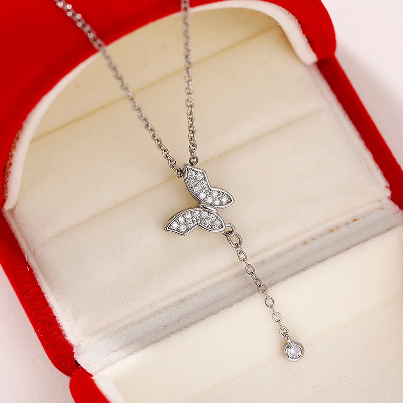 2022 new summer fairy style butterfly necklace light luxury niche design high-end ladies clavicle chain