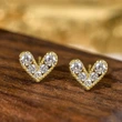 Versatile commuting exquisite heart earrings for women small micro-inlaid zircon earrings fashionable daily matching style
