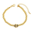 European and American personality hip-hop inlaid zircon Fatima hand bracelet female copper plated 18K gold round bead bracelet brc01