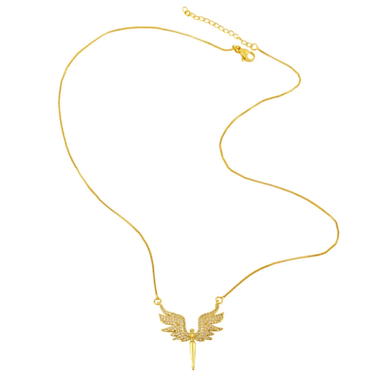 Angel Wings Necklace Hot Sale Zircon Necklace European and American Fashion Pentagram Necklace Female nkv43
