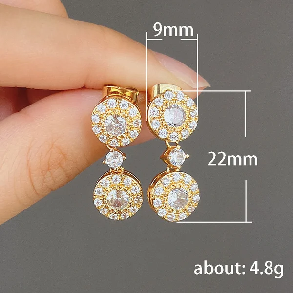 European and American fashion women's earrings full of diamonds, round zircon earrings, exquisite crystal earrings are hot selling