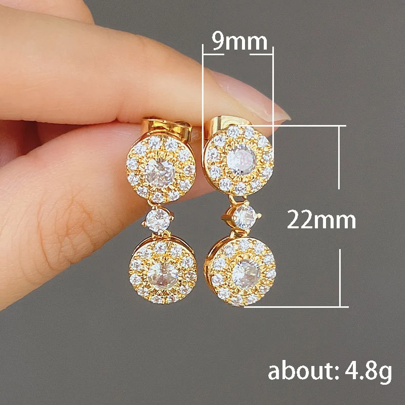European and American fashion women's earrings full of diamonds, round zircon earrings, exquisite crystal earrings are hot selling