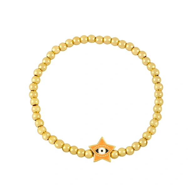 Clearance Five-pointed Star Devil's Eye Beaded Bracelet Women's European and American Simple Gold Bead Elastic Bracelet bre74