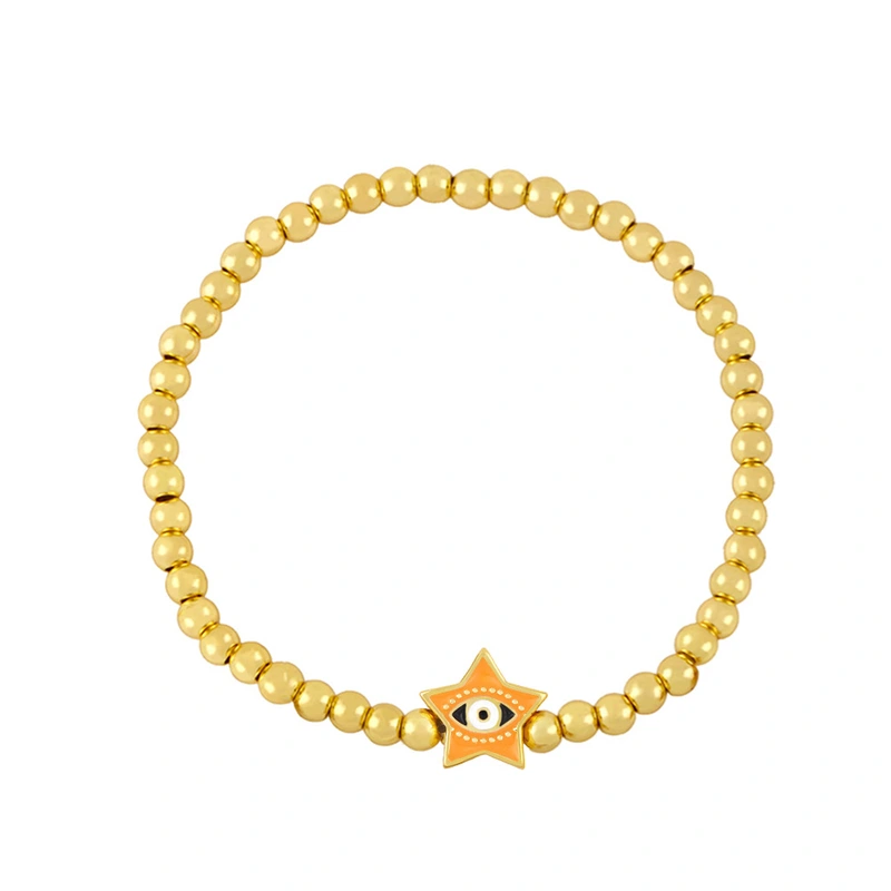 Clearance Five-pointed Star Devil's Eye Beaded Bracelet Women's European and American Simple Gold Bead Elastic Bracelet bre74