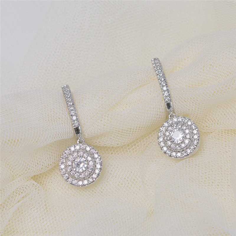 Hot selling women's earrings with full zircon inlay, elegant European and American trendy earrings, light luxury jewelry