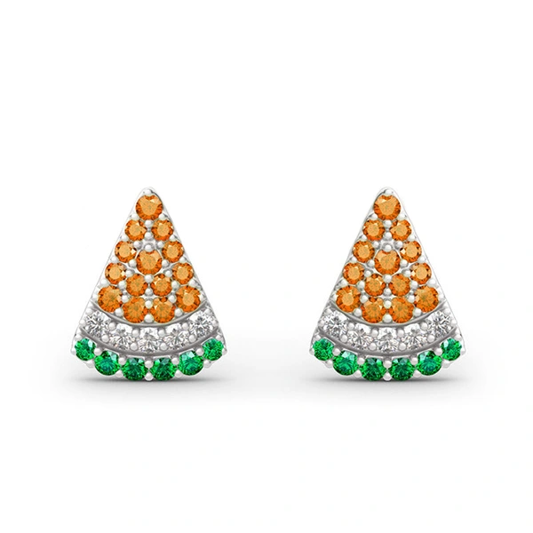  European and American watermelon earrings inlaid with zircon small fresh sweet earrings fashionable exquisite earrings