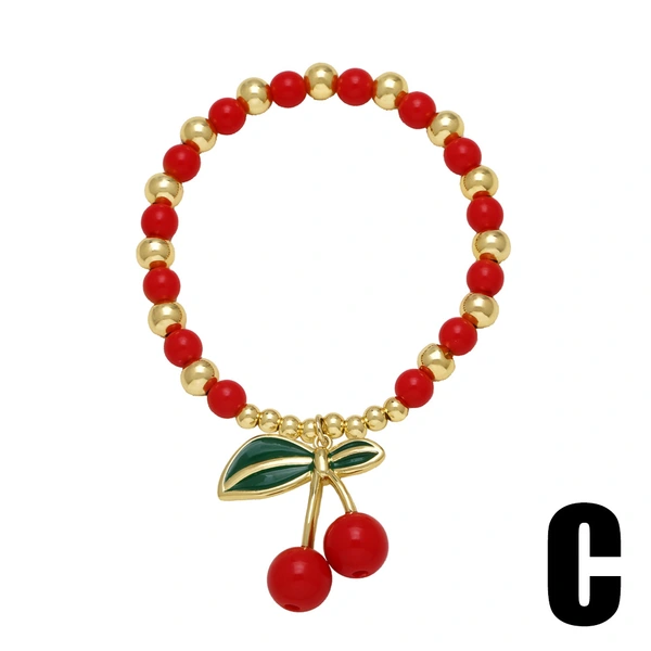 AS jewelry fruit cherry pendant red beaded bracelet hand jewelry brb81 bracelet