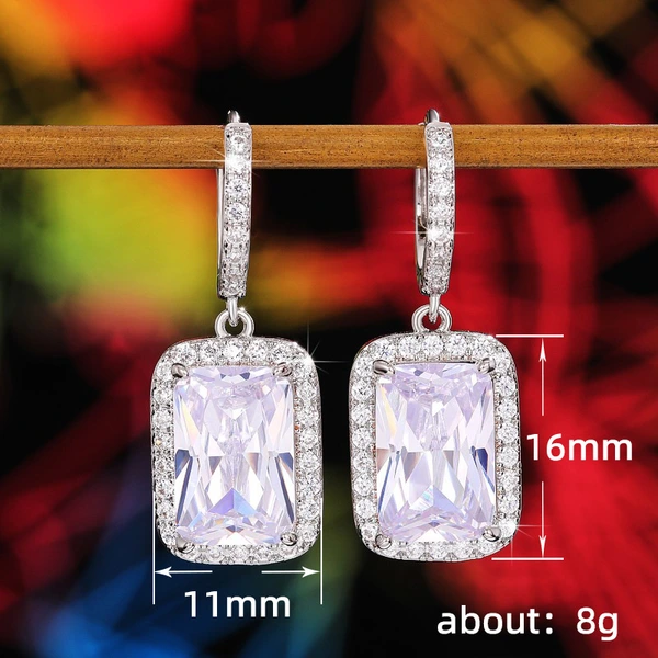 Internet celebrity live broadcast hot earrings eight hearts and eight arrows princess square diamond earrings high-end light luxury style earrings for women