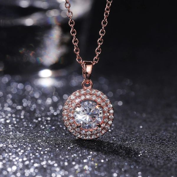 New necklace hot selling copper plated rose gold full inlaid zircon necklace jewelry manufacturers wholesale
