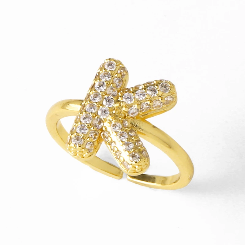 AS jewelry hot item inlaid with zircon 26 English letters open ring female rij23
