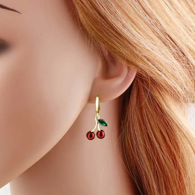 AS jewelry European and American hot selling simple and fashionable fruit cherry earrings women's gold-plated earrings earrings era237