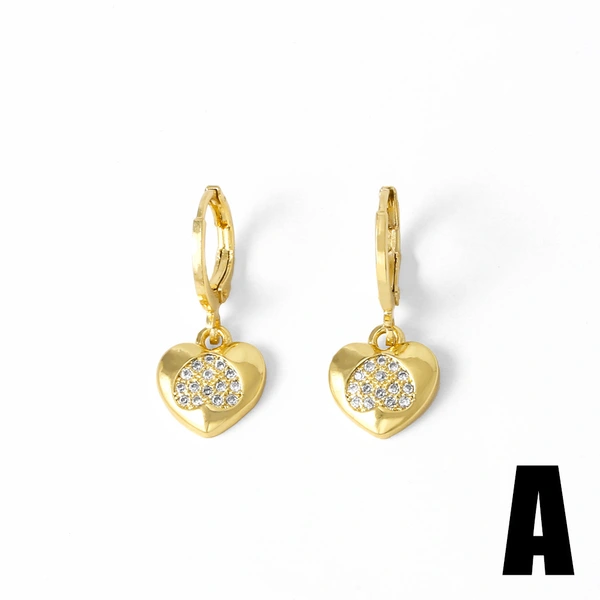 AS jewelry European and American love heart pendant earrings gold-plated sunflower smiley face inlaid zircon earrings era382