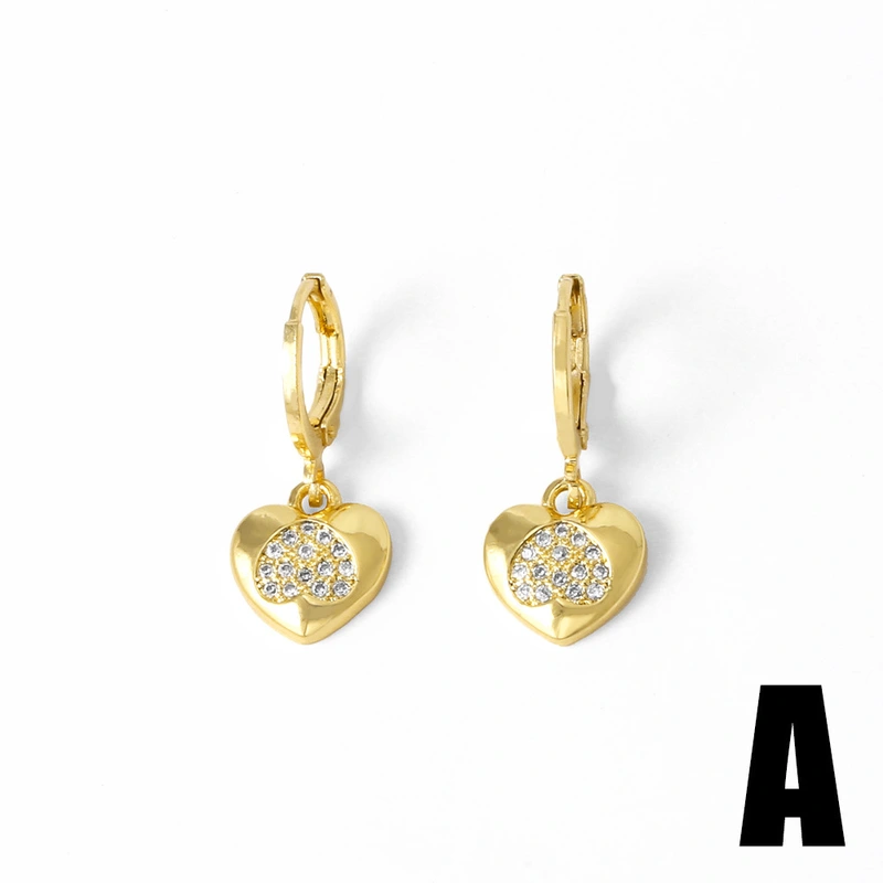 AS jewelry European and American love heart pendant earrings gold-plated sunflower smiley face inlaid zircon earrings era382