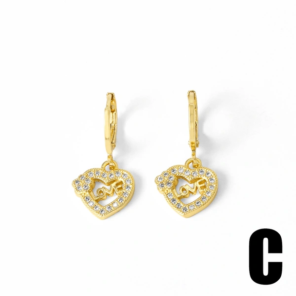 AS jewelry European and American love heart pendant earrings gold-plated sunflower smiley face inlaid zircon earrings era382
