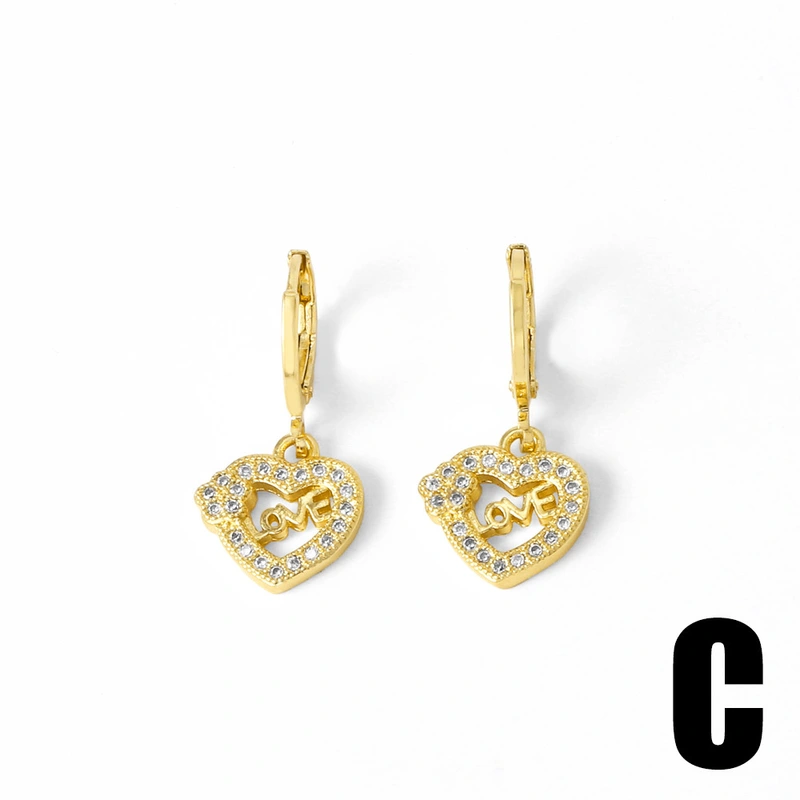 AS jewelry European and American love heart pendant earrings gold-plated sunflower smiley face inlaid zircon earrings era382