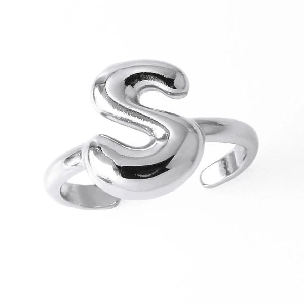 AS jewelry smooth 26 English letters ring female copper plated real gold open ring rih04