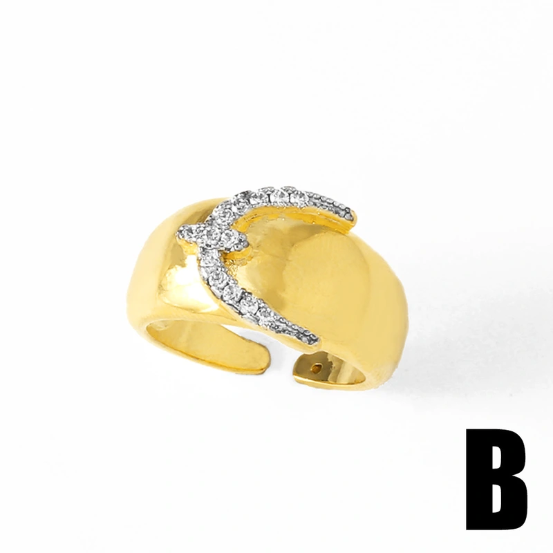 AS jewelry European and American new diamond cross open ring female gold-plated pearl flower ring rih86