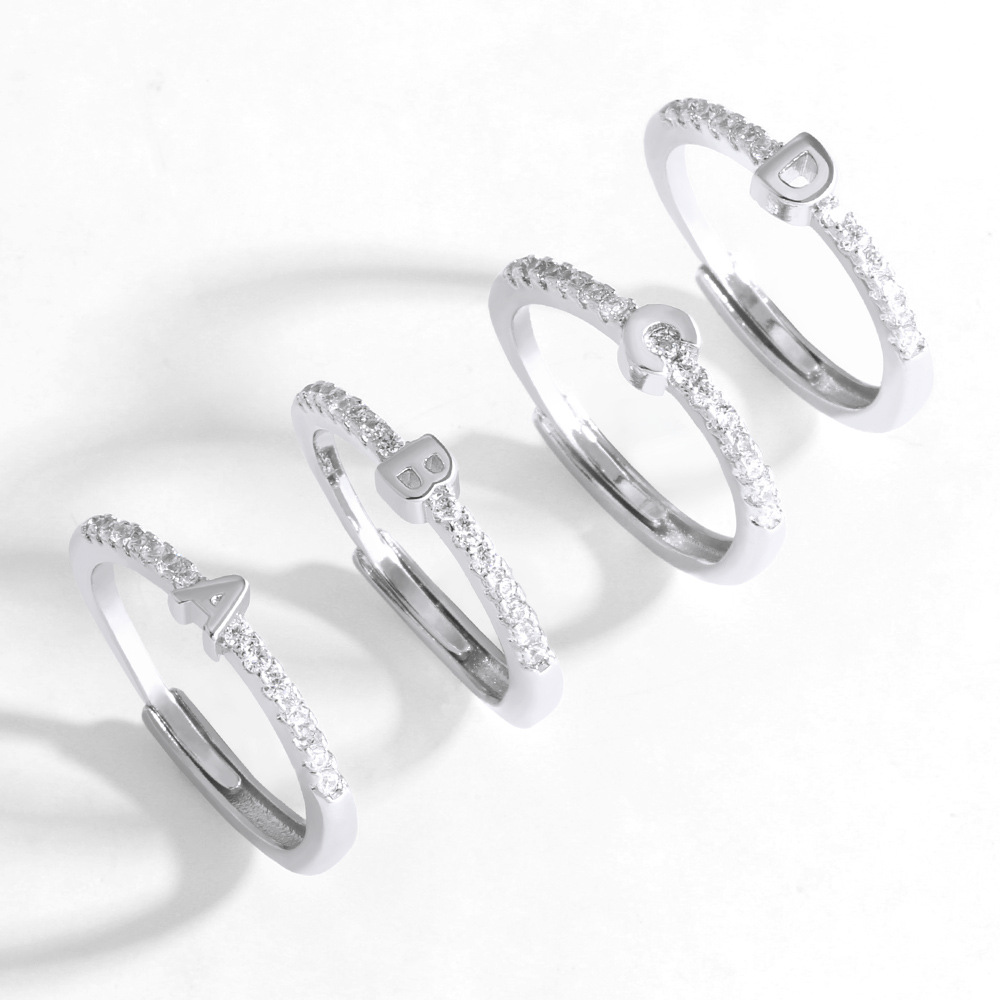 AS jewelry Europe and the United States hot selling 26 English small letter ring female copper plated 18k gold ring rih99ring