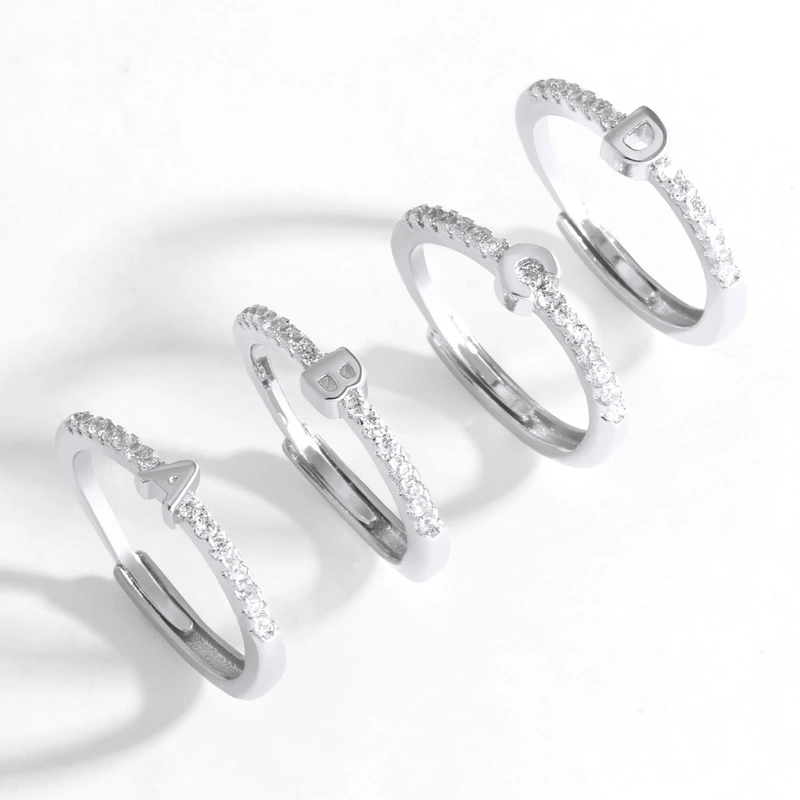 AS jewelry Europe and the United States hot selling 26 English small letter ring female copper plated 18k gold ring rih99ring