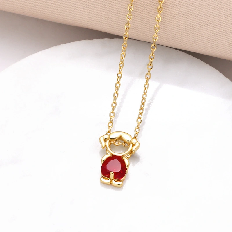AS jewelry girl pendant necklace copper plated real gold heart-shaped zircon clavicle chain nka031