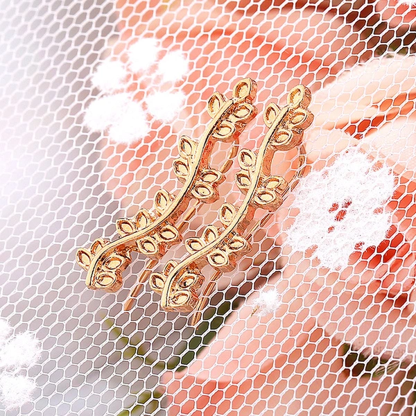    New jewelry natural popular multi-layer leaf earrings curved branch leaf earrings