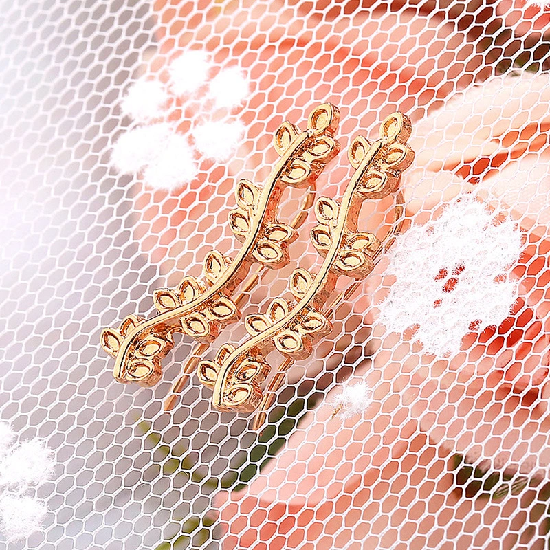    New jewelry natural popular multi-layer leaf earrings curved branch leaf earrings