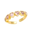 European and American fashion retro love ring female Internet celebrity personality trend peach heart-shaped colored zircon open ring rip31
