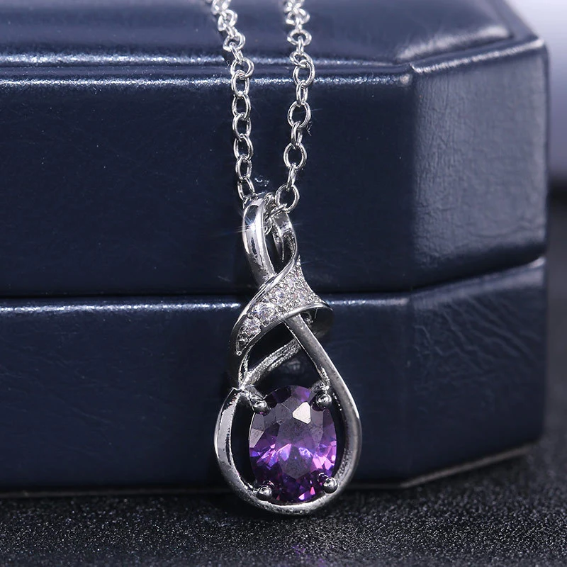 Hot selling new geometric claw-set zirconium diamond gemstone necklace for women personalized couple pendant jewelry