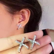  Cross X-shaped earrings for women, new trendy earrings, stylish design, high-end fashion earrings