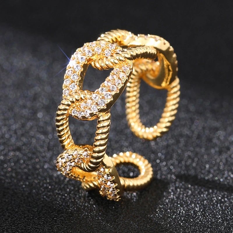  Tie knotted rope buckle geometric ring for women fashion inlaid zircon ring trendy couple meaning gift