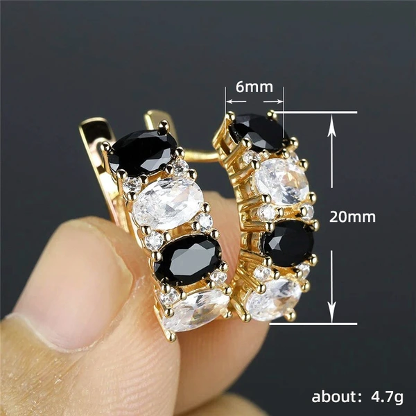 Korean version of high-end black zircon earrings unique temperament summer earring accessories new trendy female earrings