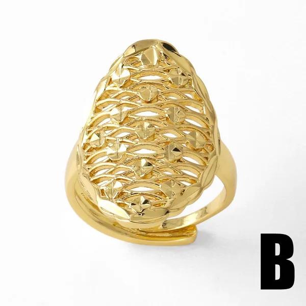 AS jewelry Europe and the United States hot selling hollow round bead ring female copper plated real gold inlaid zircon leaf ring rij59