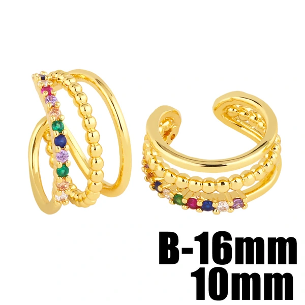 Clearance sale European and American trendy cool ear clips for women simple geometric colored zircon earrings without pierced ears ear bone rings era185