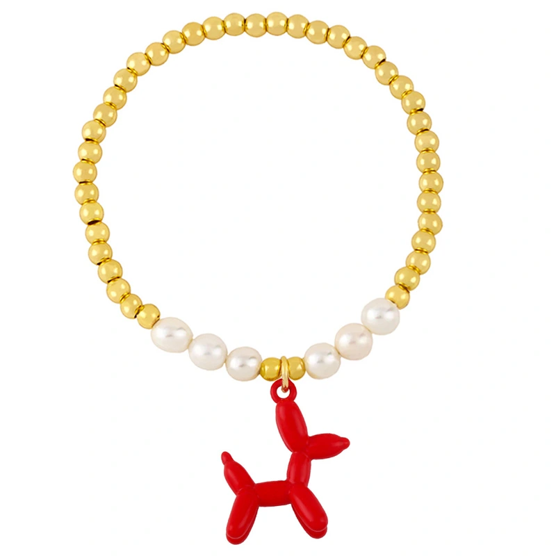 Clearance European and American style fashion pearl bracelet female Internet celebrity niche trend cute sweet balloon dog bracelet bre43
