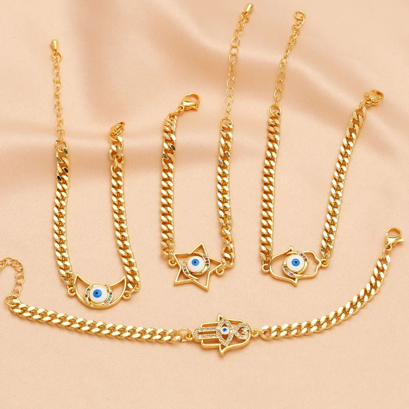 Hot selling bracelet female style palm devil eye inlaid zircon pentagram hand bracelet female brm49