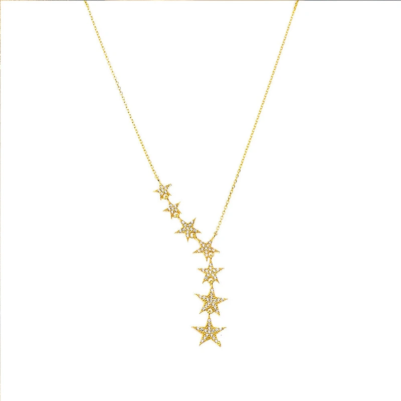 Korean version of the Big Dipper necklace for women, micro-inlaid zircon and five-pointed star clavicle necklace, elegant necklace