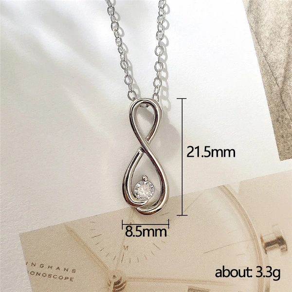 New style simple 8-shaped pendant necklace for women with micro-inlaid zircon fashionable student sweater chain