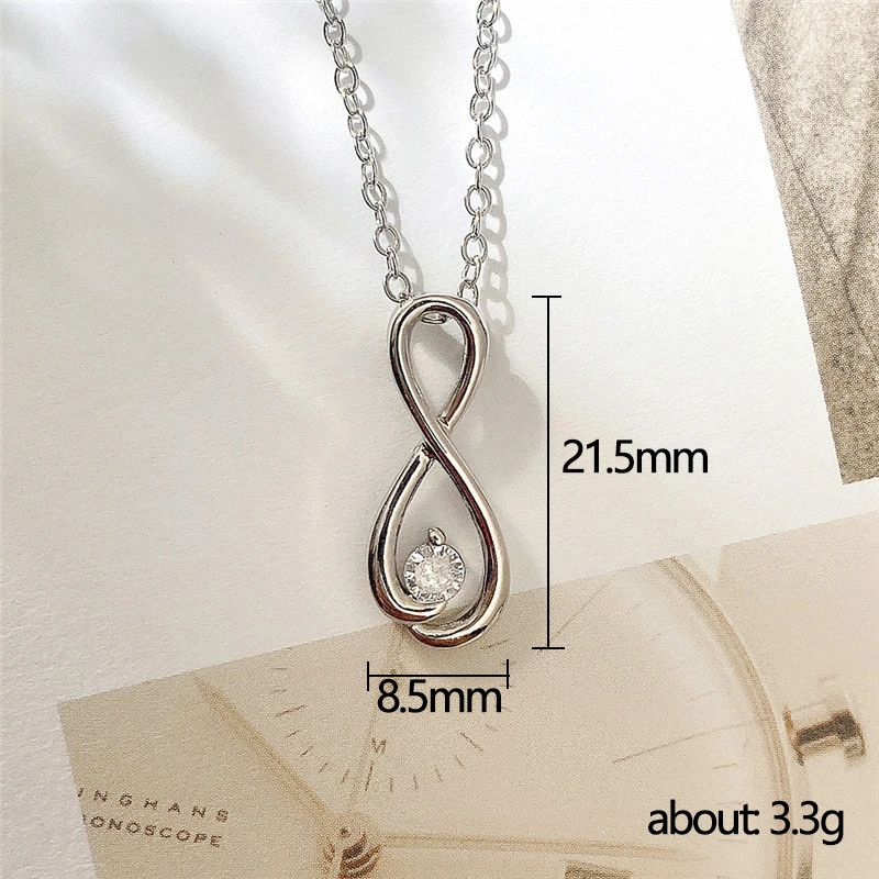 New style simple 8-shaped pendant necklace for women with micro-inlaid zircon fashionable student sweater chain