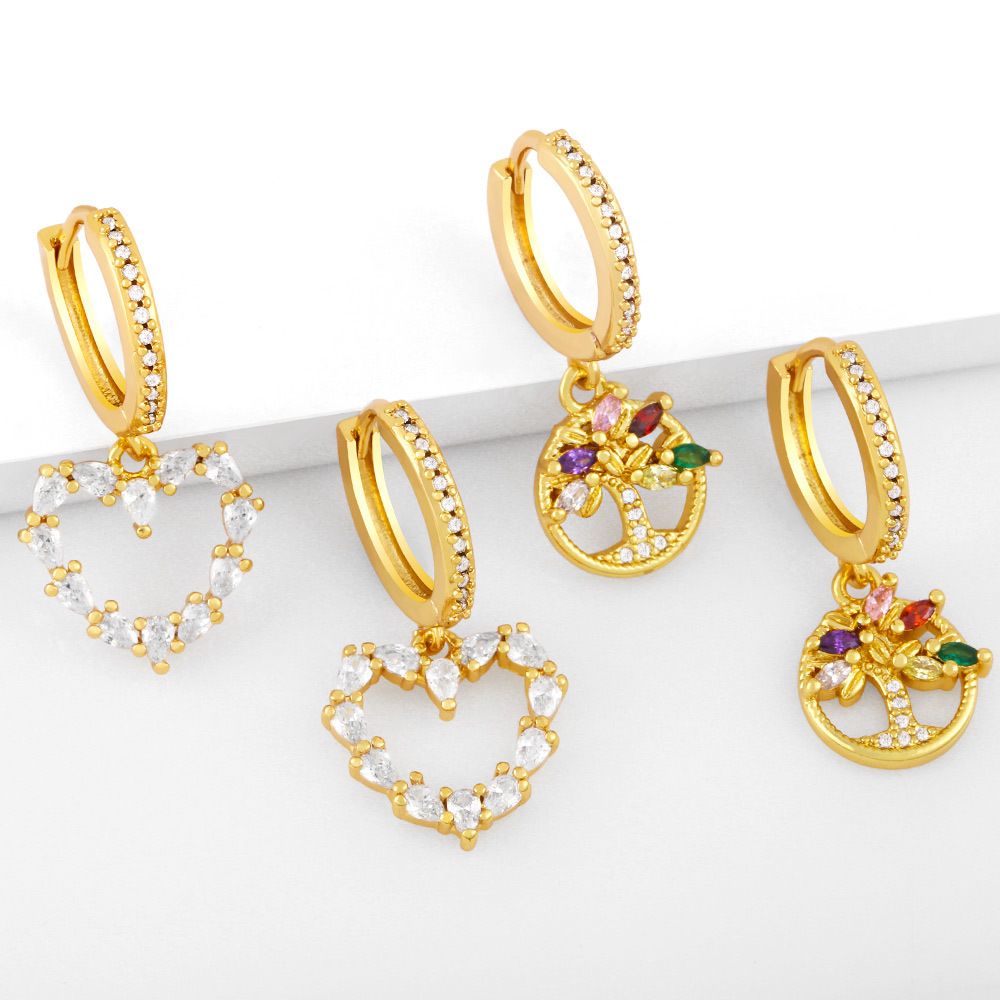 Clearance European and American light luxury high-end love earrings trendy zircon inlaid temperament heart-shaped earrings wholesale ery59