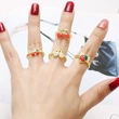 AS jewelry new hot selling copper plated 18k gold dripping oil fruit strawberry cherry ring ring rip36ring
