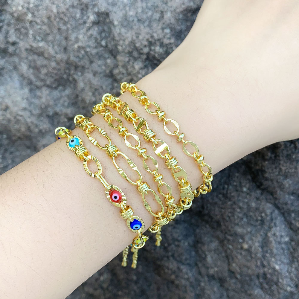 Clearance European and American jewelry retro versatile devil eye hand jewelry women's simple thick chain bracelet brk30