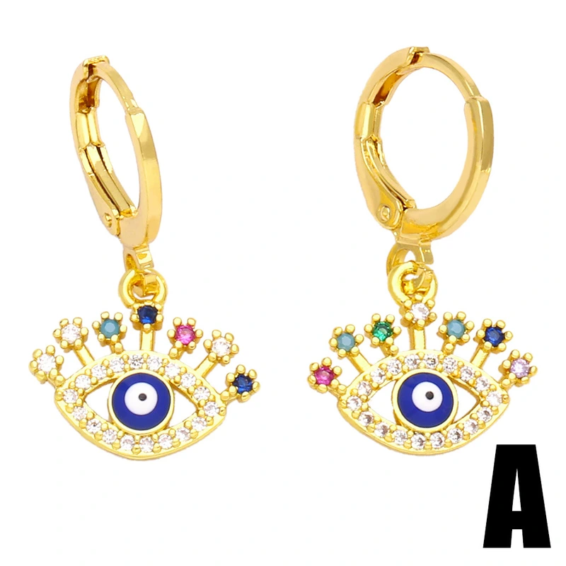 European and American personality earrings devil eye earrings colored zircon oil drop eye earrings ear buckle era200
