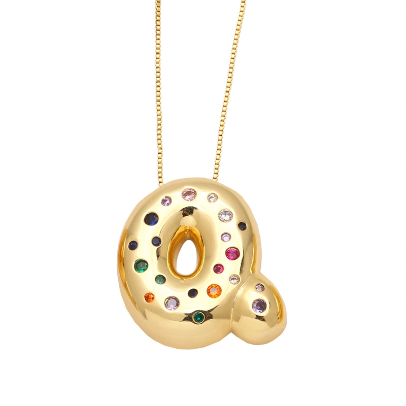 AS jewelry 26 English letters necklace gold-plated inlaid colored zircon clavicle chain nkb070