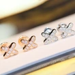 Minimalist cold style zircon X-shaped earrings for women Korean Korean style simple small letter versatile student earrings