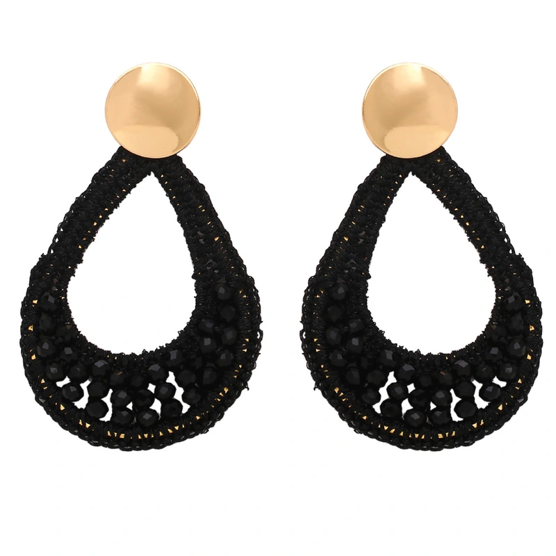 European and American retro rice bead water drop earrings ethnic style geometric earrings Bohemian handmade earrings female era198