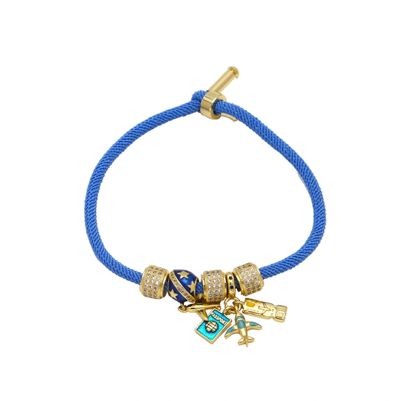 Clearance jewelry airplane passport pendant bracelet women's gold-plated full zircon bracelet brh70