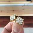 Simple square full diamond gold-plated earrings light luxury style niche design earrings lady temperament earrings