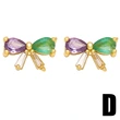 European and American style colorful zircon earrings simple and small personality geometric love bow earrings trendy earrings era023